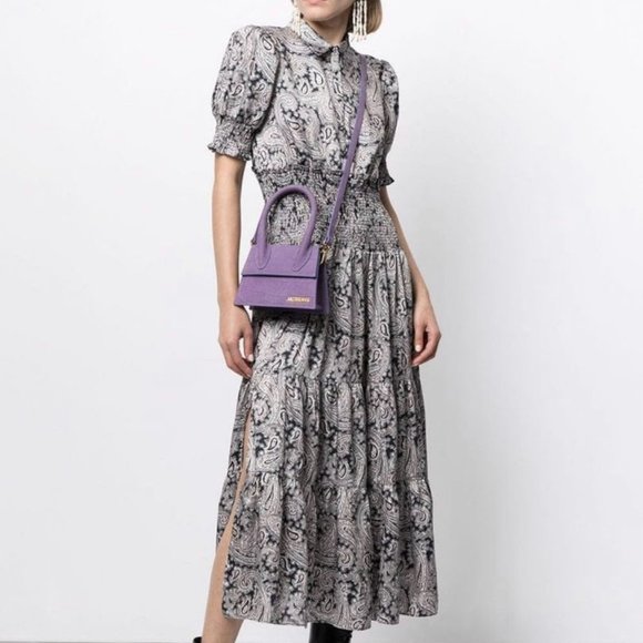 cinq a sept Dresses & Skirts - Cinq a Sept Delancey midi dress paisley short puff sleeve smocked waist size 8